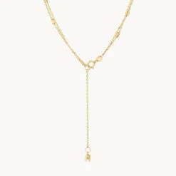 Double Chain Bead Station Necklace In 10k Gold -Fashion Accessories Store double chain bead station necklace in 10k gold medley jewellery necklace 41223629930726