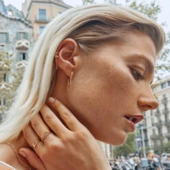 Double Chain Huggie Earrings In 10k Gold -Fashion Accessories Store double chain huggie earrings in 10k gold medley jewellery earrings 39714245968102