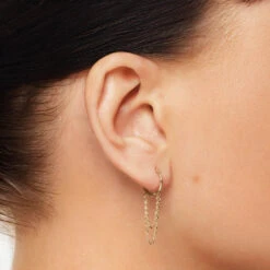 Double Chain Huggie Earrings In 10k Gold -Fashion Accessories Store double chain huggie earrings in 10k gold medley jewellery earrings 39724384059622