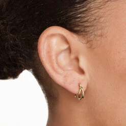 Double Split Hoop Stud Earrings In Gold -Fashion Accessories Store double split hoop stud earrings in gold medley jewellery earrings 41824050184422
