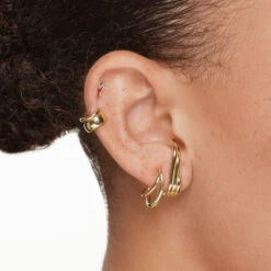 Double Split Hoop Stud Earrings In Gold -Fashion Accessories Store double split hoop stud earrings in gold medley jewellery earrings 41824220545254