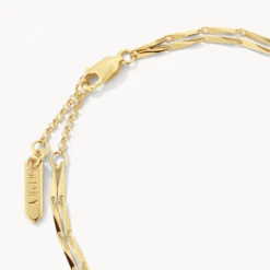 Double Twist Bar Link Chain Bracelet In Gold -Fashion Accessories Store double twist bar link chain bracelet in gold medley jewellery bangle bracelet 39714147729638