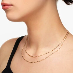 Double Twist Bar Link Chain Necklace In Gold -Fashion Accessories Store double twist bar link chain necklace in gold medley jewellery necklace 39724385861862
