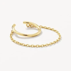 Drop Chain Single Ear Cuff In 10k Gold