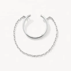 Drop Chain Single Ear Cuff In Silver -Fashion Accessories Store drop chain single ear cuff in silver medley jewellery earrings 39422083825894