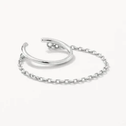 Drop Chain Single Ear Cuff In Silver -Fashion Accessories Store drop chain single ear cuff in silver medley jewellery earrings 40573736124646