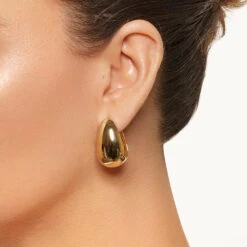 Drop Dome Hoops In Gold 10 Drop Dome Hoops In Gold -Fashion Accessories Store drop dome hoops in gold medley jewellery earrings 39966828986598