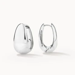 Drop Dome Hoops In Silver