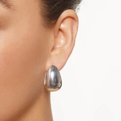 Drop Dome Hoops In Silver -Fashion Accessories Store drop dome hoops in silver medley jewellery earrings 39961449169126