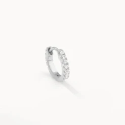 White Topaz Rainbow Huggie Earrings In Silver -Fashion Accessories Store earrings 39398436929766