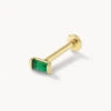 Emerald Baguette Helix Single Stud Earring In 10k Gold