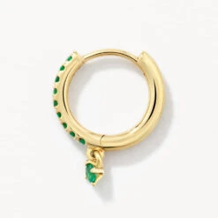 Emerald Drop Single Huggie Earring In 10k Gold -Fashion Accessories Store emerald drop single huggie earring in 10k gold medley jewellery earrings 39416964022502