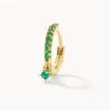 Emerald Drop Single Huggie Earring In 10k Gold