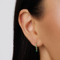 Emerald Drop Single Huggie Earring In 10k Gold -Fashion Accessories Store emerald drop single huggie earring in 10k gold medley jewellery earrings 39441630724326