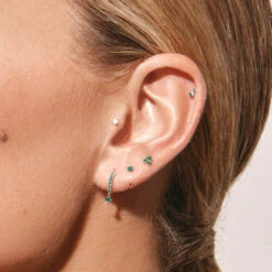 Emerald Drop Single Huggie Earring In 10k Gold -Fashion Accessories Store emerald drop single huggie earring in 10k gold medley jewellery earrings 39479543464166
