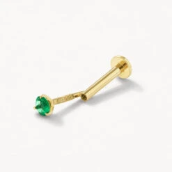Emerald Helix Single Stud Earring In 10k Gold -Fashion Accessories Store emerald helix single stud earring in 10k gold medley jewellery earrings 39708835774694