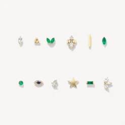 Emerald Helix Single Stud Earring In 10k Gold -Fashion Accessories Store emerald helix single stud earring in 10k gold medley jewellery earrings 39714148221158