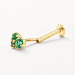 Emerald Trio Helix Single Stud Earring In 10k Gold -Fashion Accessories Store emerald trio helix single stud earring in 10k gold medley jewellery earrings 39416963465446