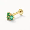 Emerald Trio Helix Single Stud Earring In 10k Gold