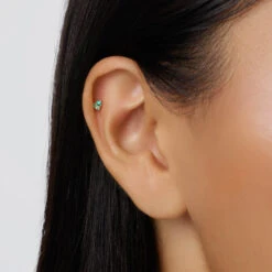 Emerald Trio Helix Single Stud Earring In 10k Gold -Fashion Accessories Store emerald trio helix single stud earring in 10k gold medley jewellery earrings 39441638293734