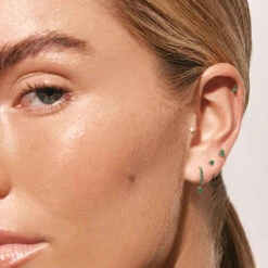 Emerald Trio Helix Single Stud Earring In 10k Gold -Fashion Accessories Store emerald trio helix single stud earring in 10k gold medley jewellery earrings 39479544348902