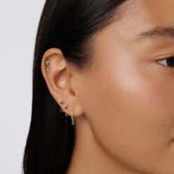 Emerald Twin Cluster Helix Single Stud Earring In 10k Gold -Fashion Accessories Store emerald twin cluster helix single stud earring in 10k gold medley jewellery earrings 39441640390886