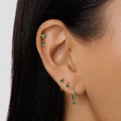 Emerald Twin Cluster Helix Single Stud Earring In 10k Gold -Fashion Accessories Store emerald twin cluster helix single stud earring in 10k gold medley jewellery earrings 39441640489190