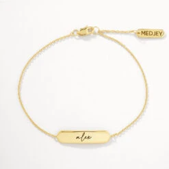 Engravable Bar Bracelet In Gold