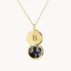 Engravable Circle Flip Locket Necklace In Gold