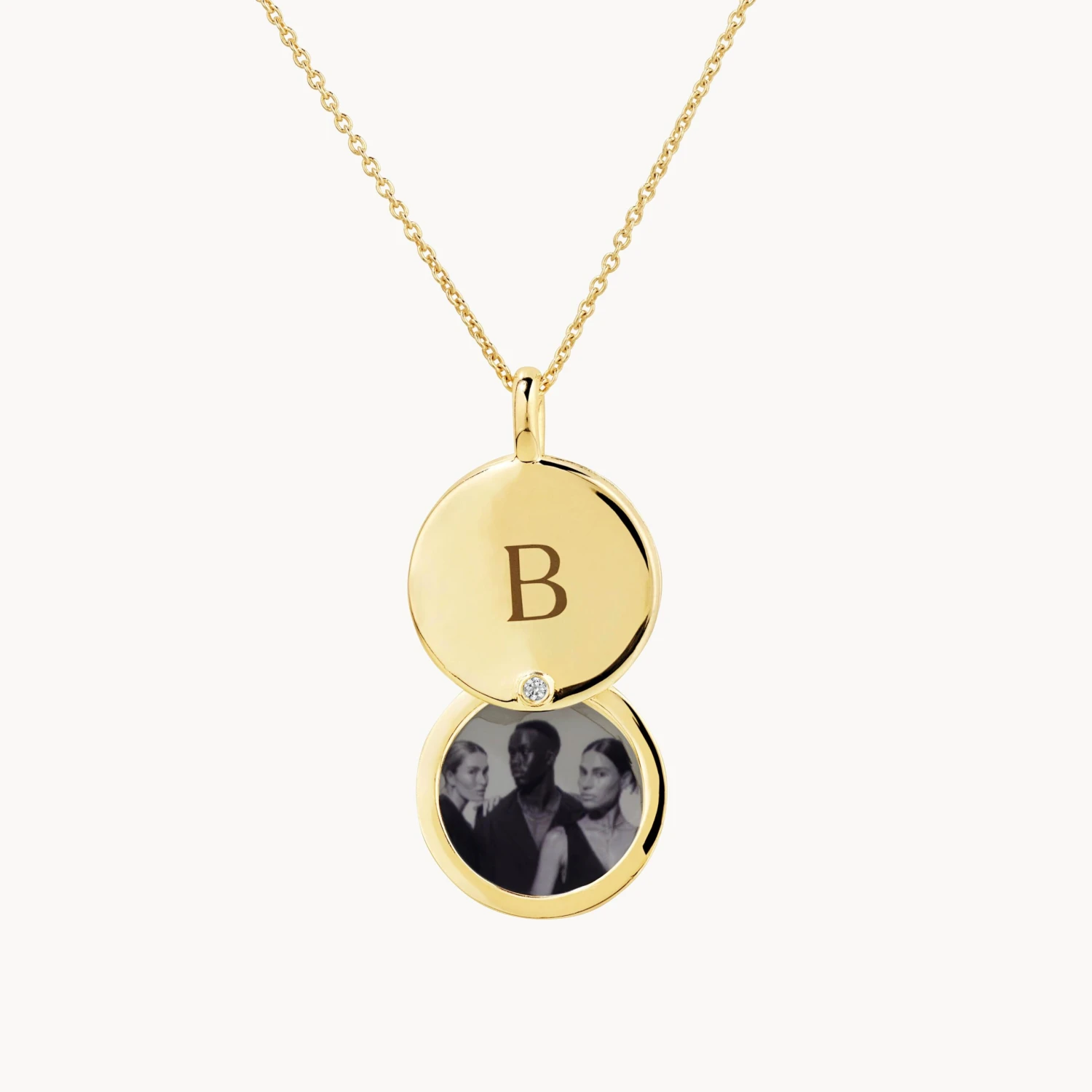 Engravable Circle Flip Locket Necklace In Gold 1 Engravable Circle Flip Locket Necklace In Gold