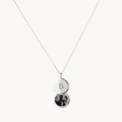 Engravable Circle Flip Locket Necklace In Silver -Fashion Accessories Store engravable circle flip locket in silver medley jewellery necklace 39708815229158