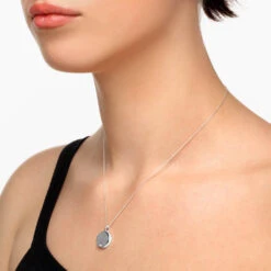 Engravable Circle Flip Locket Necklace In Silver -Fashion Accessories Store engravable circle flip locket in silver medley jewellery necklace 39729460904166