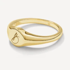 Engravable Circle Signet Pinky Ring In Gold -Fashion Accessories Store engravable circle signet pinky ring in gold medley jewellery ring 39932669329638