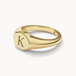 Engravable Circle Signet Pinky Ring In Gold -Fashion Accessories Store engravable circle signet pinky ring in gold medley jewellery ring 39932669362406