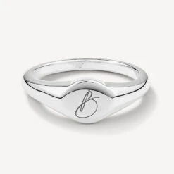 Engravable Circle Signet Pinky Ring In Silver -Fashion Accessories Store engravable circle signet pinky ring in silver medley jewellery ring 39932668084454