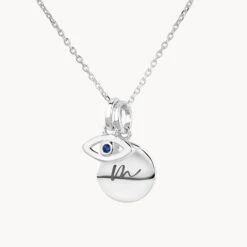 Engravable Evil Eye Necklace In Silver