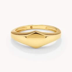 Engravable Hexagon Signet Pinky Ring In Gold -Fashion Accessories Store engravable hexagon signet ring in gold medley jewellery ring 38287555821798