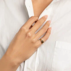 Engravable Hexagon Signet Pinky Ring In Gold -Fashion Accessories Store engravable hexagon signet ring in gold medley jewellery ring 38287557492966