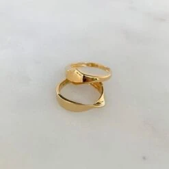 Engravable Hexagon Signet Pinky Ring In Gold -Fashion Accessories Store engravable hexagon signet ring in gold medley jewellery ring 38288212000998