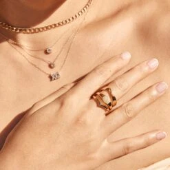 Engravable Hexagon Signet Pinky Ring In Gold -Fashion Accessories Store engravable hexagon signet ring in gold medley jewellery ring 38289258774758