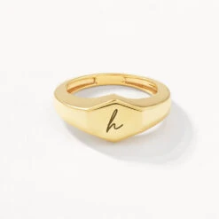Engravable Hexagon Signet Pinky Ring In Gold