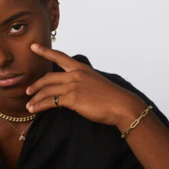 Engravable Hexagon Signet Pinky Ring In Gold -Fashion Accessories Store engravable hexagon signet ring in gold medley jewellery ring 39144310538470