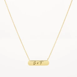 Engravable Horizontal Bar Necklace In Gold