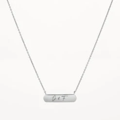 Engravable Horizontal Bar Necklace In Silver