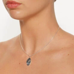 Organic Oblong Pendant In Silver -Fashion Accessories Store engravable organic oblong pendant in silver medley jewellery pendant 39933075325158
