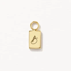 Engravable Rectangle Charm In 10k Gold -Fashion Accessories Store engravable rectangle charm in 10k gold medley jewellery earrings 39071907250406