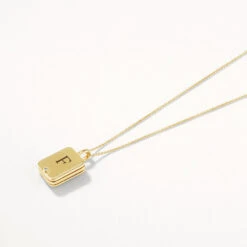 Engravable Rectangle Flip Locket Necklace In Gold -Fashion Accessories Store engravable rectangle flip locket in gold medley jewellery necklace 40461133381862