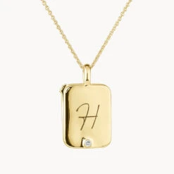 Engravable Rectangle Flip Locket Necklace In Gold