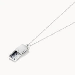 Engravable Rectangle Flip Locket Necklace In Silver -Fashion Accessories Store engravable rectangle flip locket in silver medley jewellery necklace 40470361735398