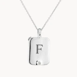 Engravable Rectangle Flip Locket Necklace In Silver